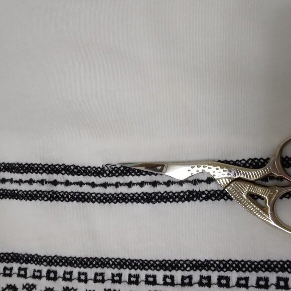 J. Jill | Embroidered Knit Ruffle-Sleeve Tunic Black Ivory | Size MP - Picture 11 of 11